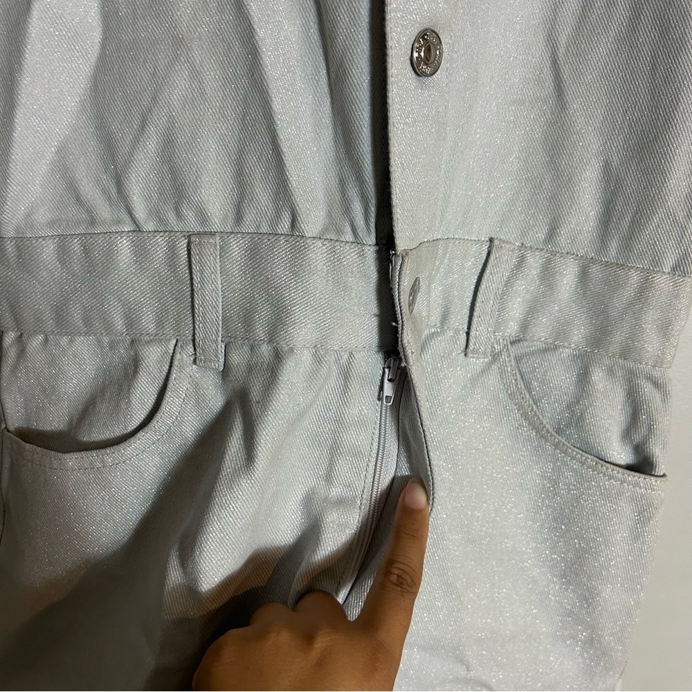 Zara Shimmer Denim Romper NEW NWT - Picture 4 of 7